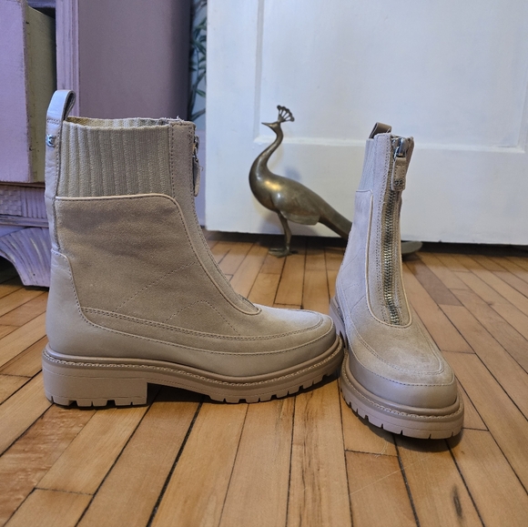 Sam Edelman Leone Lug Sole Chelsea Boot Sesame Tan Zip Up Size 7.5 - Picture 2 of 7